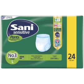 SANI Sensitive Pants Value Pack, Large No3, Ελαστικό Εσώρουχο Ακράτειας - 24τεμ