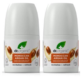 DR.ORGANIC Moroccan Argan Oil Deodorant, Αποσμητικό με Βιολογικό Έλαιο Αργκάν - 2 x 50ml - 50% στο 2ο προϊόν
